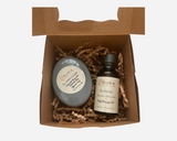 Gift Set: Massage oil + activated charcoal glycerin soap