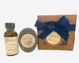 Gift Set: Massage oil + activated charcoal glycerin soap